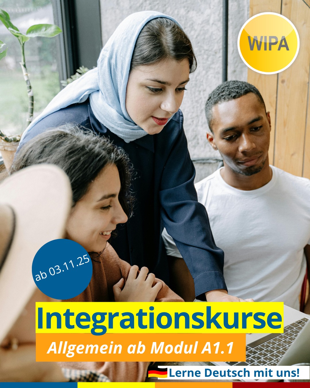 🇩🇪 In Deutschland ankommen – mit Sprache & Herz! 💬✨
Du möchtest in Deutschland leben, arbeiten und dich wirklich zuhause fühlen?
Dann ist unser Integrationskurs in Berlin genau das Richtige für dich!
💡 Was dich erwartet:
📘 Deutsch lernen von A1 bis B1 – Lesen, Schreiben, Sprechen & Verstehen
🌍 Spannende Einblicke in Kultur, Geschichte & Rechtsordnung in Deutschland
🎯 Zielgerichtete Vorbereitung auf den Deutsch-Test für Zuwanderer (DTZ) und den Test „Leben in Deutschland“ (TLiD)
🕓 600 Unterrichtseinheiten in nur 6 Monaten
📅 Monatlicher Einstieg möglich – ganz nach deinem Niveau
Starte jetzt deinen Weg – lerne Deutsch, finde Anschluss, baue dir dein neues Leben auf. 💪
Wir begleiten dich dabei!
📍 Integrationskurse & Deutschkurse in Berlin – persönlich & professionell.
📚Nächster Kursstart: 
📆 ab 03.11.25
⏰09:00 - 12:15
montags bis freitags
📍Stromstr. 47
10551 Berlin
📧integration@wipa-berlin.de
#Integrationskurs #Deutschlernen #DeutschkurseBerlin #IntegrationskurseBerlin #A1bisB1 #DTZ #LebeninDeutschland #DeutschfürZuwanderer #InDeutschlandLeben #DeutschlerneninBerlin #WIPABerlin #DeutschfürdenAlltag