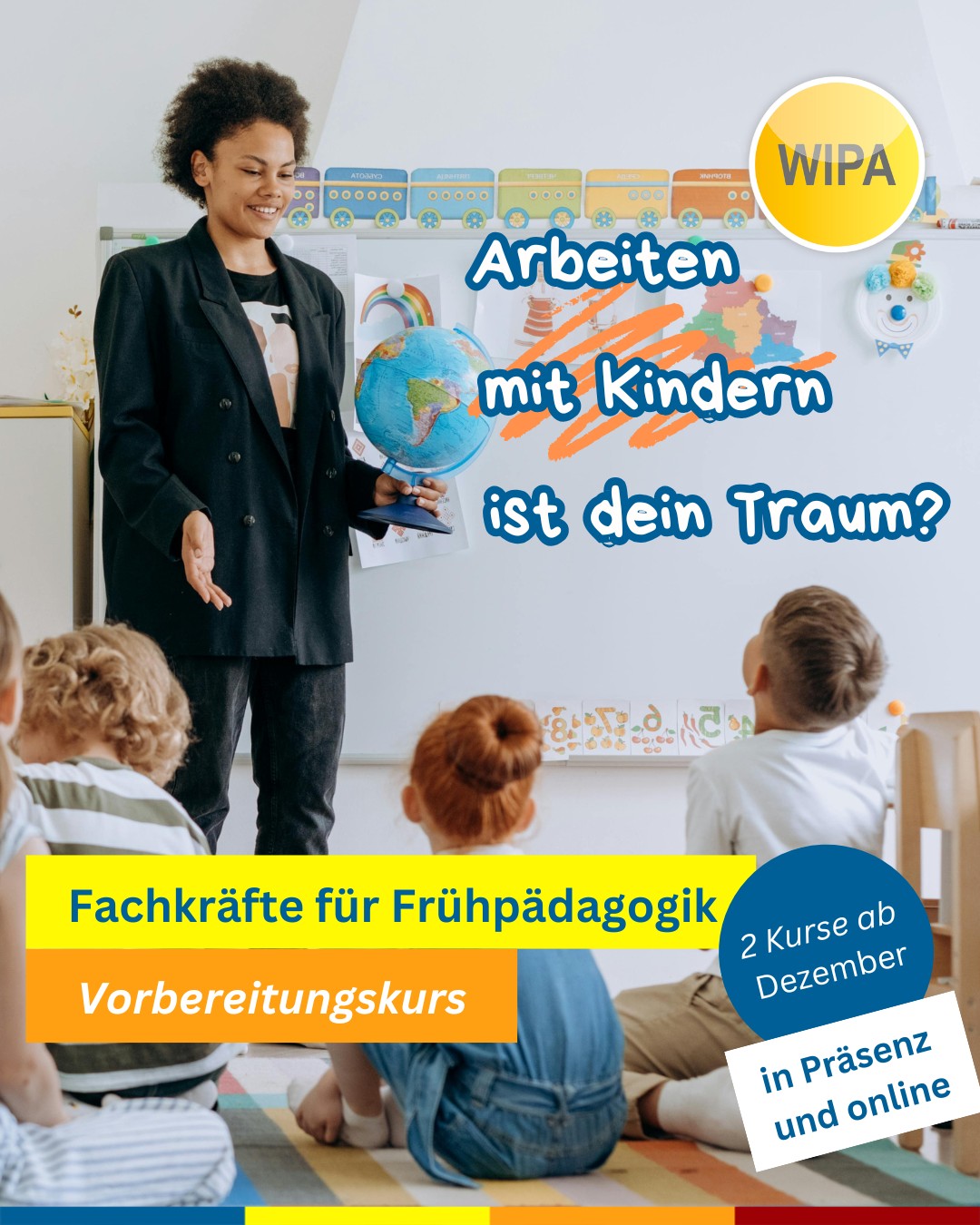 🎓 Starte deine Zukunft in der Frühpädagogik! 👶💬
Du möchtest mit Kindern arbeiten, deine Deutschkenntnisse verbessern und dich beruflich weiterentwickeln?
Dann ist unser Vorbereitungskurs für Fachkräfte im Bereich frühkindlicher Erziehung genau das Richtige für dich! 🌱
📚 Du lernst bei uns:
✨ Kommunikation mit Kindern, Eltern & Kolleg:innen
✨ Konfliktlösung & Teamarbeit
✨ Rechte & Pflichten im Beruf
✨ Bildung und Lernen aktiv gestalten
💡 Für wen?
Für alle mit Migrationshintergrund, die im Bereich Frühpädagogik / Erziehung / Bildung arbeiten oder starten möchten – mit oder ohne Erfahrung.
📅 Weitere Infos & Termine:
👶 Frühpädagogik B2 (500 UE)
🗓️ 03.12.2025 – 16.06.2026
🕛 Mo – Fr, 12:00 – 15:15 Uhr
🏫 In Präsenz: WIPA Berlin-Lichtenberg, Möllendorffstraße 48
💻 Frühpädagogik C1 (400 UE)
🗓️ 01.12.2025 – 10.08.2026
🕠 Mo – Do, 17:30 – 20:00 Uhr
🌍 Auch online möglich
🎓 Abschluss:
DTB-Zertifikat + Teilnahmezertifikat
💰 Kosten:
Mit Berechtigung zur Teilnahme an einem Berufssprachkurs (Gewerbe/Technik) vom Jobcenter oder der Agentur für Arbeit → Förderung möglich!
📞 Jetzt informieren & anmelden:
📧 bsk@wipa-berlin.de
📍 Berlin-Lichtenberg & Moabit
📲 030 55741418
#frühpädagogik #erzieherausbildung #sprachkursberlin #deutschkursb2 #deutschkursc1 #bildungberlin #wipaberlin #berufssprachkurs #pädagogik #erzieherinwerden #weiterbildungberlin #sprachschuleberlin #lernenmitwipa #integrationdurchsprache #jobmitkinder #beruflicheweiterbildung