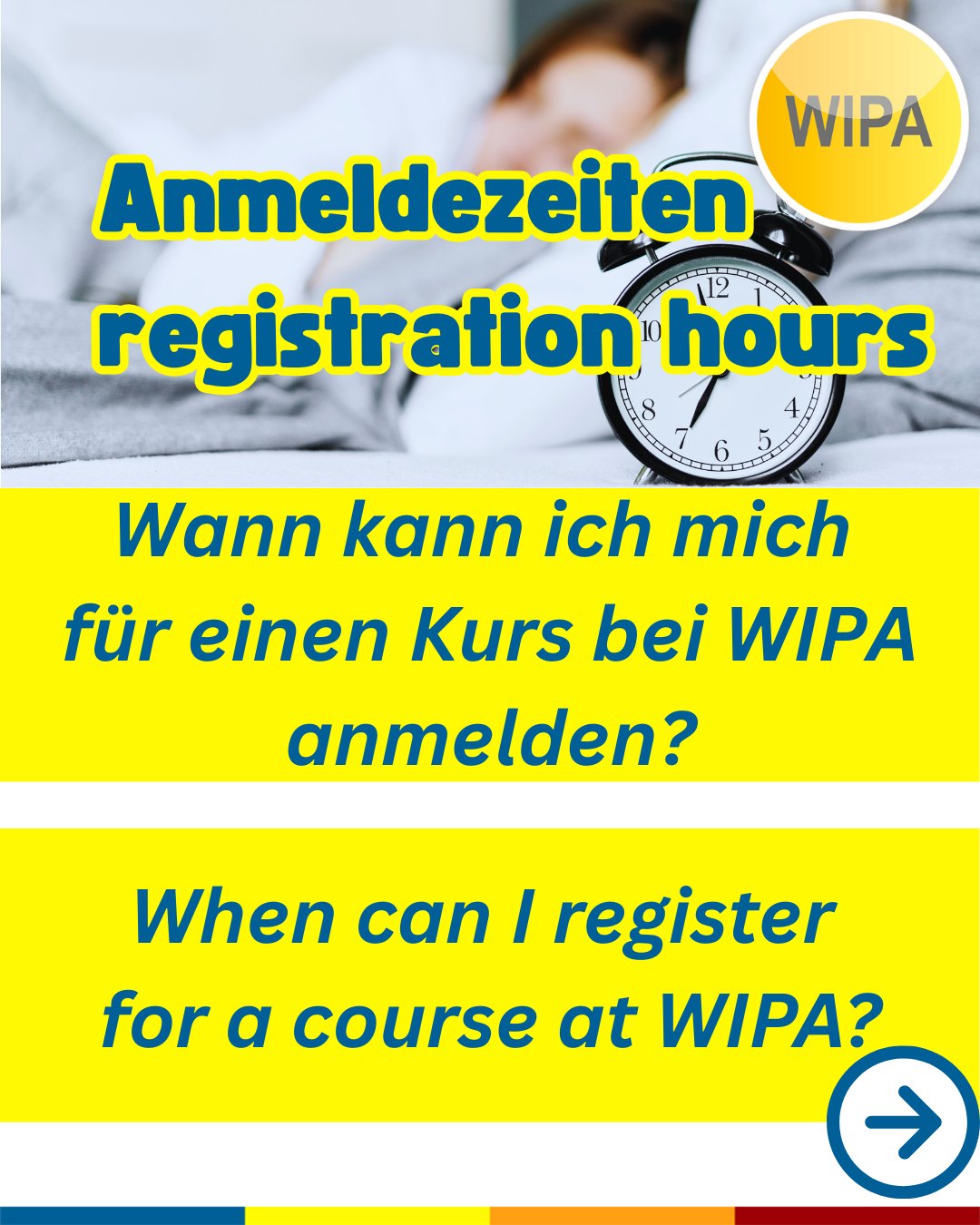 🇩🇪 Wann kann ich mich für einen Kurs bei WIPA anmelden?
Du suchst Deutschkurse online oder vor Ort? Dann bist du bei WIPA Berlin richtig. Bei uns findest du das passende Angebot für Deutsch und Englisch – und das das ganze Jahr über.
Wir bieten Deutschkurse online und in Präsenz – sowohl für Firmen als auch für Privatpersonen, inklusive BAMF-geförderter Kurse sowie Maßnahmen des Jobcenters und der Agentur für Arbeit.
Unser Kursangebot umfasst:
🌍 Deutschkurse online und in Präsenz
🏢 Deutschkurse für Firmen und Privatpersonen
🤝 Integrationskurse (BAMF-gefördert)
🔤 Alphabetisierungskurse
📖 Deutsch für gering Literalisierte
💼 Berufssprachkurse (BSK)
🎯 Jobcoaching
🗣️ Sprachcoaching
🇬🇧 Englischfit
📘 Englischkurse
🧒 Kinderkurse (Deutsch und Englisch für Vorschulkinder und Grundschüler)
📝 Prüfungsvorbereitung (telc, XpertBusiness, Microsoft Specialist, MSA)
💻 Praxisnahe Informatikkurse
📊 Umschulungen und Weiterbildungen im Bereich Büromanagement, Lohn und Gehalt, Finanz- und Buchhaltung
WIPA Berlin ist zudem ein zertifiziertes Prüfungszentrum für telc- und XpertBusiness-Prüfungen.
Die Anmeldezeiten und Kursstarts variieren je nach Kursformat und Förderung. Kontaktiere uns frühzeitig – wir beraten dich individuell und begleiten dich Schritt für Schritt.
👉 Jetzt anmelden und mit WIPA Berlin durchstarten!
Register for our courses and exams and start your learning journey at WIPA Berlin
🌍 Online and in-person German courses
🏢 German courses for companies and private individuals
🤝 Integration courses (BAMF-funded)
🔤 Alphabetization courses
📖 German for learners with low literacy
💼 Vocational German courses (BSK)
🎯 Job coaching
🗣️ Language coaching
🇬🇧 Englishfit
📘 English courses
🧒 Children’s courses (German and English for preschool and primary school children)
📝 Exam preparation (telc, XpertBusiness, Microsoft Specialist, MSA)
💻 Practical IT courses
📊 Retraining programs and further education in office management, payroll, finance, and accounting
#deutschonline #germanclasses #learngerman #telcexams #deutschonline #germanforkids #learnenglish #germanandcareer #businessenglish #englishforkids #studygermaninberlin