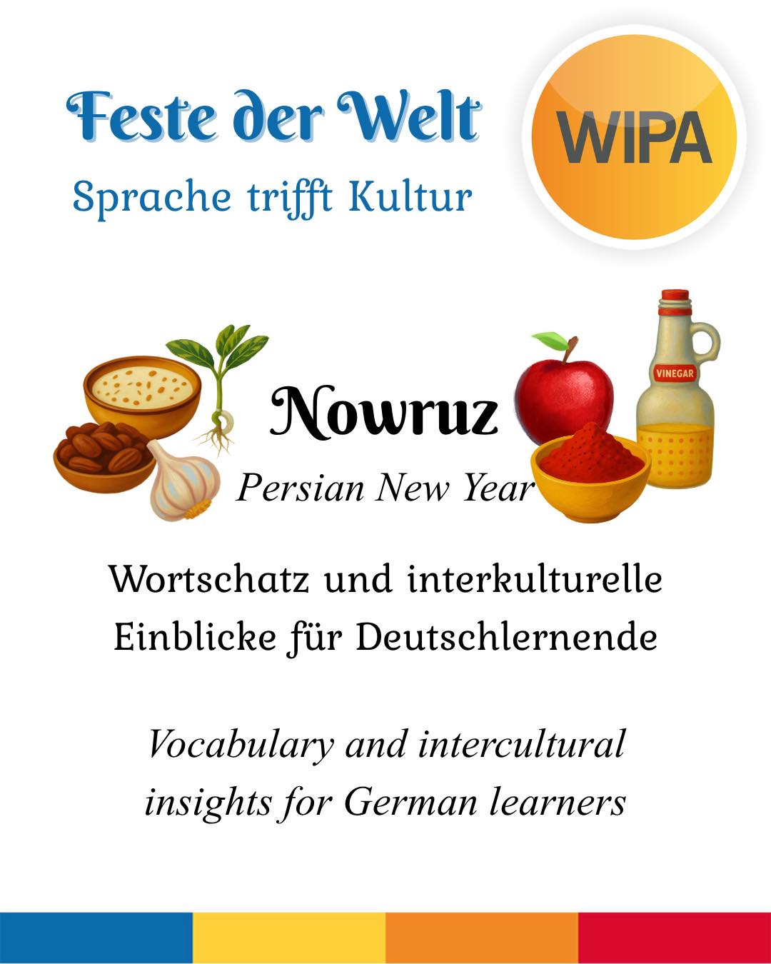 🇩🇪🌸 Nowruz – das persische Neujahrsfest läutet den Frühling ein und steht für Erneuerung, Hoffnung und neues Leben.
📜 Das über 3000 Jahre alte Fest stammt aus dem antiken Persien und basiert auf dem Sonnenkalender.
🧹 Vor Nowruz reinigen viele Menschen ihre Häuser, während 🔥 Feuerrituale für Reinigung und neue Energie stehen.
🏡 Familien kommen zusammen, feiern und tauschen 🎁 kleine Geschenke aus.
🍎 Im Mittelpunkt steht der Haft-Sin-Tisch:
Sieben Dinge mit „S“, die Werte für das neue Jahr symbolisieren:
🌱 Sabzeh – Wachstum
🍯 Samanu – Wohlstand
❤️ Senjed – Liebe
🧄 Seer – Gesundheit
🍎 Seeb – Schönheit
🌅 Somāq – Neubeginn
⏳ Serkeh – Geduld
🔢 Die Zahl sieben steht für Vollkommenheit und Harmonie.
🌍 Heute wird Nowruz im Iran, Afghanistan, Zentralasien und weltweit gefeiert.
🔤 „Nowruz“ ist die gebräuchlichste Schreibweise, auch Varianten wie „Nouruz“ oder „Newroz“ existieren.
⸻
🌍 Welches Fest steht in deinem Land für einen Neuanfang?
✨ Feiert ihr den Frühling oder einen neuen Lebensabschnitt?
💬 Teile deine Traditionen in den Kommentaren!
⸻
🇬🇧🌸 Nowruz – the Persian New Year marks the arrival of spring and symbolizes renewal, hope, and new life.
📜 This 3000-year-old celebration comes from ancient Persia and follows the solar calendar.
🧹 Before Nowruz, people clean their homes, while 🔥 fire rituals represent purification and new energy.
🏡 Families gather, celebrate, and exchange 🎁 small gifts.
🍎 A key element is the Haft-Sin table with seven symbolic items:
🌱 Sabzeh – growth
🍯 Samanu – prosperity
❤️ Senjed – love
🧄 Seer – health
🍎 Seeb – beauty
🌅 Somāq – new beginnings
⏳ Serkeh – patience
🔢 The number seven symbolizes perfection and balance.
🌍 Nowruz is celebrated in Iran, Afghanistan, Central Asia, and worldwide.
⸻
🌍 Which celebration marks a new beginning in your culture?
✨ Do you celebrate spring or a new chapter in life?
💬 Share it in the comments!
⸻
#Nowruz #PersianNewYear #Spring #HaftSin #Deutschlernen #LearnGerman #DaF #Integration #PersischesNeujahr