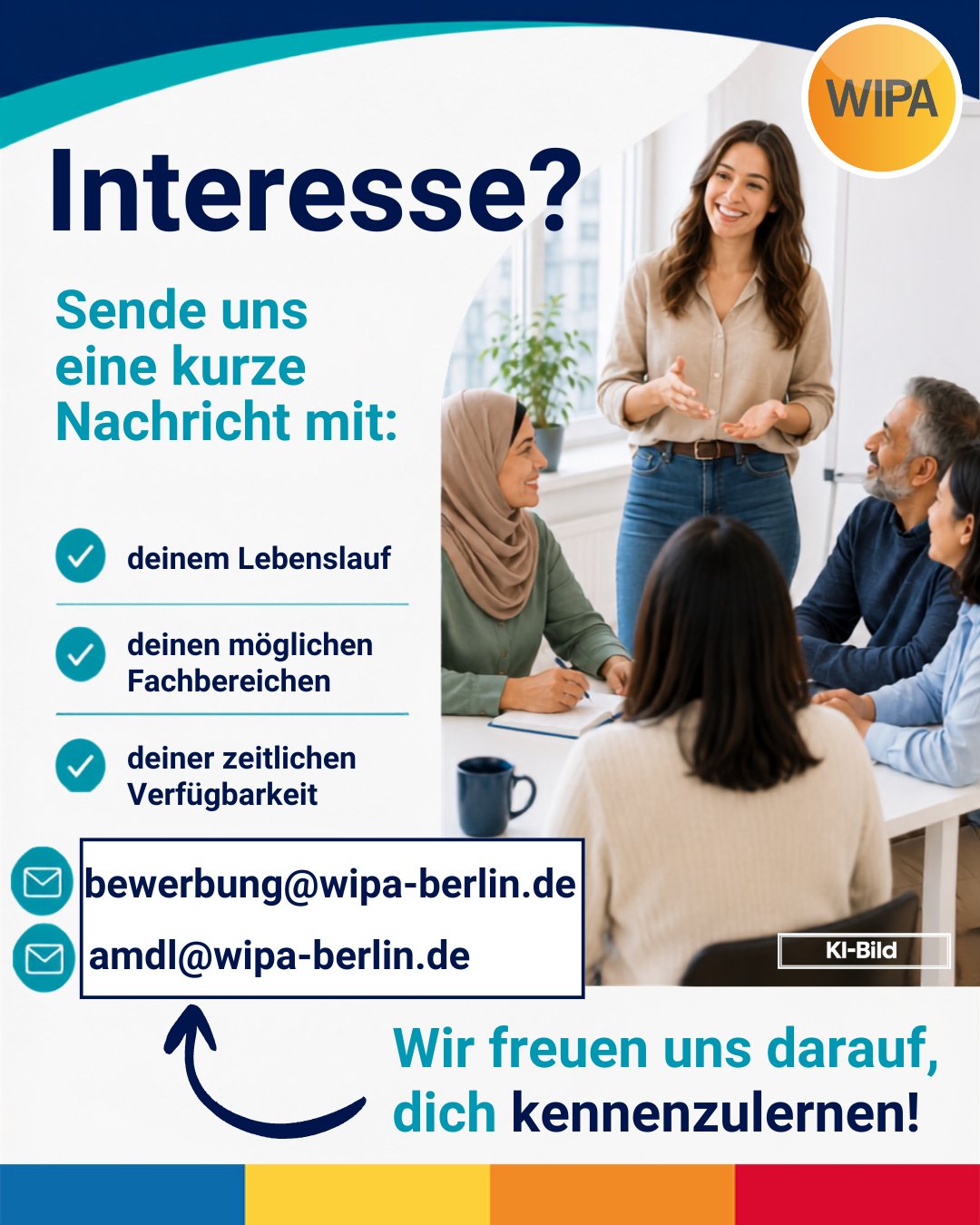 📚 Du vermittelst kaufmännisches Wissen verständlich, praxisnah und mit Begeisterung? Dann werde Teil unseres Teams!
Für unsere kaufmännischen Weiterbildungen in Berlin suchen wir engagierte Lehrkräfte, Dozent:innen, Trainer:innen, Berufsschullehrkräfte sowie Fachkräfte aus der Praxis, die ihr Fachwissen gern an erwachsene Teilnehmende weitergeben. Du kannst einzelne Unterrichtsfächer übernehmen oder mehrere kaufmännische Themenbereiche abdecken – flexibel und passend zu deinen beruflichen Schwerpunkten.
Gesucht werden Expert:innen unter anderem für kaufmännische Grundlagen, Wirtschafts- und Sozialkunde, Personalwesen, Finanzbuchhaltung, Rechnungswesen, Microsoft Office, DATEV und Lexware. Besonders wichtig sind uns eine verständliche Wissensvermittlung, ein moderner und anwendungsorientierter Unterricht sowie Freude an der Erwachsenenbildung, beruflichen Weiterbildung und Qualifizierung.
Unsere Kursteilnehmenden bringen unterschiedliche berufliche und kulturelle Erfahrungen mit und verfügen über Deutschkenntnisse auf GER-Niveau B2. Deshalb wünschen wir uns Lehrpersonen, die fachliche Kompetenz mit Geduld, Offenheit und Sensibilität für sprachliche und kulturelle Vielfalt verbinden.
Dich erwarten flexible Lehraufträge und Unterrichtseinsätze, motivierte Teilnehmende, ein kollegiales Arbeitsumfeld und die Möglichkeit, deine Kenntnisse aus Wirtschaft, Verwaltung, Buchhaltung oder kaufmännischer Praxis gezielt einzubringen.
📩 Interesse an einer Tätigkeit als Dozent:in oder Lehrkraft für kaufmännische Weiterbildung? Sende uns eine kurze Nachricht mit deinem Lebenslauf, deinen möglichen Fachbereichen und deiner zeitlichen Verfügbarkeit an:
bewerbung@wipa-berlin.de
amdl@wipa-berlin.de
Wir freuen uns darauf, dich kennenzulernen!
#LehrkraftGesucht #DozentenJobs #Erwachsenenbildung #KaufmännischeWeiterbildung #WeiterbildungBerlin #Finanzbuchhaltung #DATEV #Lexware #MicrosoftOffice #JobsInBerlin