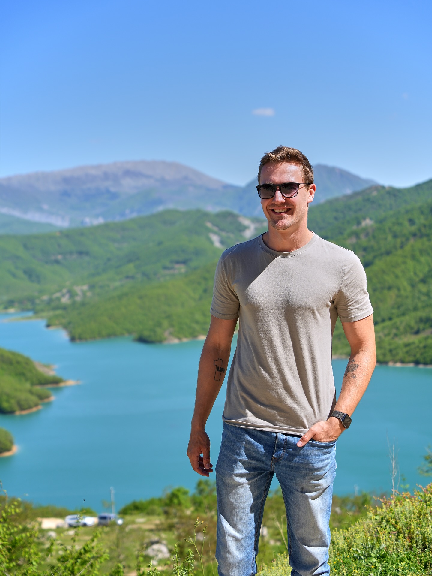 Enjoying the dreamy views at Bovilla Reservoir 🌿👉 Best time to visit: spring to early autumn, when the colors are at their best.🚗 It’s only about a 1-hour drive from Tirana. The last stretch is a bit bumpy, but the views are absolutely worth it!#travel #travelgoals