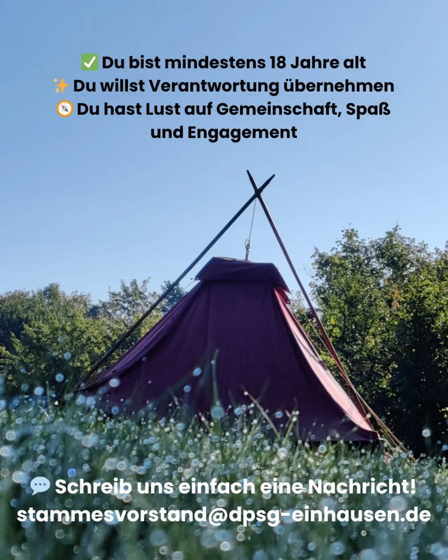 ✨ Werde Leiter*in bei der DPSG Einhausen!
Pfadfinden ist mehr als Zeltlager – es bedeutet Abenteuer, Gemeinschaft und Verantwortung.
Ab 18 Jahren kannst du bei uns eine Gruppe begleiten, Aktionen planen und unvergessliche Erlebnisse mitgestalten. 💪🔥
Du lernst Teamarbeit, bekommst eine fundierte Ausbildung und wirst Teil einer weltweiten Bewegung 🌍
📩 Interesse? Schreib uns einfach eine DM oder per stammesvorstand@dpsg-einhausen.de!
#dpsg #einhausen #pfadfinden #leiterwerden #ehrenamt #jugendarbeit #gemeinschaft #abenteuer #bergstraße
Bildrechte @dpsg