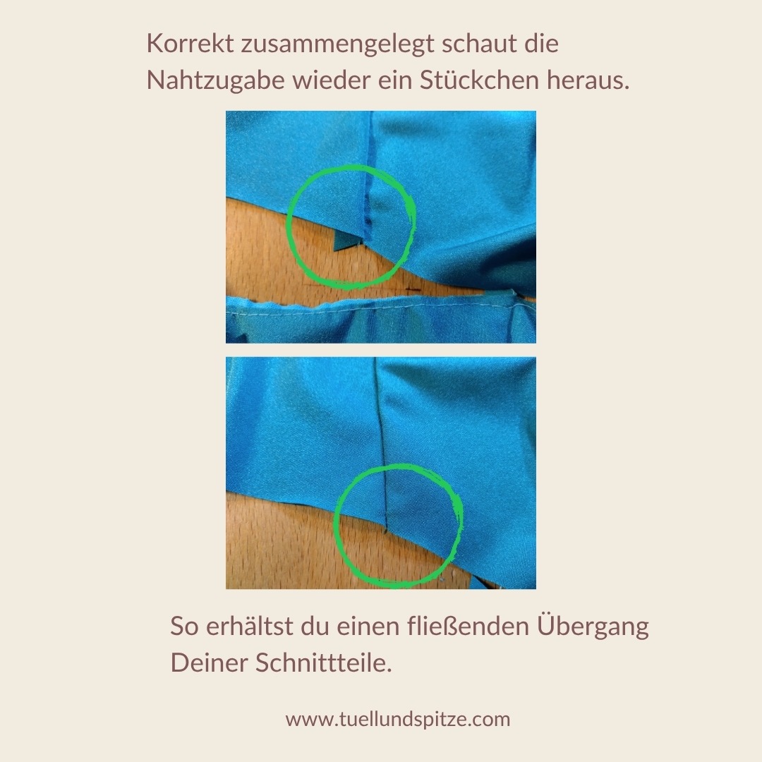 Beachte die Nahtzugaben beim Dessousnähen! 👙
Lege dir das Schnittmuster neben die Nähmaschine, wenn du dir unsicher bist, wie genau die Stoffteile aufeinander gehören!
Bild 2: Teilnaht auf Teilnaht (= rote Linie im Bild); so werden die Stoffteile zusammengenäht.
Wird die Nahtzugabe nicht beachtet, und du nähst die Stoffteile Spitze auf Spitze liegend aneinander (Bild 3), wirst du einen Versprung deiner Schnittteile erhalten. An manchen Stellen kann man etwas "mogeln". Aber gerade an den Stellen, an denen Gummibänder angenäht werden, fehlt dann die Nahtzugabe und du erhältst ein unschönes Loch an dieser Stelle.
Liegen die Nahtzugaben bei deinen Stoffteilen korrekt übereinander, erhältst du eine fließende, durchgehende Linie (Bild 4)👙
Dir ist es immer noch ein Rätsel, wie du überhaupt mit elastischen Stoffen und Gummibändern umgehen sollst und diese so nähst, das keine Beulen entstehen? Schau' doch mal in meinem Kurskalender nach den Terminen. Bestimmt ist auch der passende Kurs für dich dabei. Du erhältst viele hilfreiche Tipps und Tricks, die dir künftig dabei helfen, deine eigene Dessous-Kollektion zu nähen:
➡️ tuellundspitze.com/dessous-naehkurse/
#nähtipp #dessousnähen #dessousnähkurse #nahtzugabe #schnittteileverarbeiten #nähkursewiesbaden #dessousmaßschneiderei #dessousschneiderei #tüllundspitzewiesbaden #wiesbaden #dasnäheichmirselbst #modefürfrauen #dessous #lingerie #underwear #lingeriesupplies #dessousmaterialien #kreativpakete