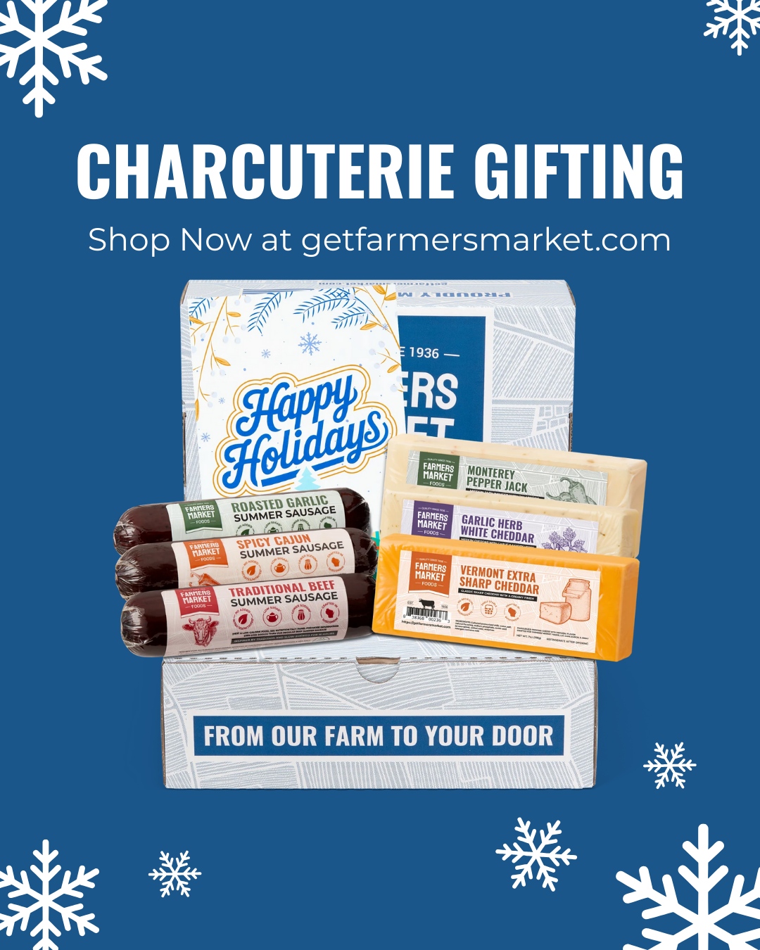 This holiday season, give a gift that brings everyone to the table.🎁
Send your loved one a charcuterie basket with flavor and style in mind—featuring all-natural sausages, savory salami, premium Wisconsin cheeses, crackers, and more.
Get yours now at getfarmersmarket.com
#FarmersMarketFoods #Gifting #Holiday #Chacuterie #SummerSausage