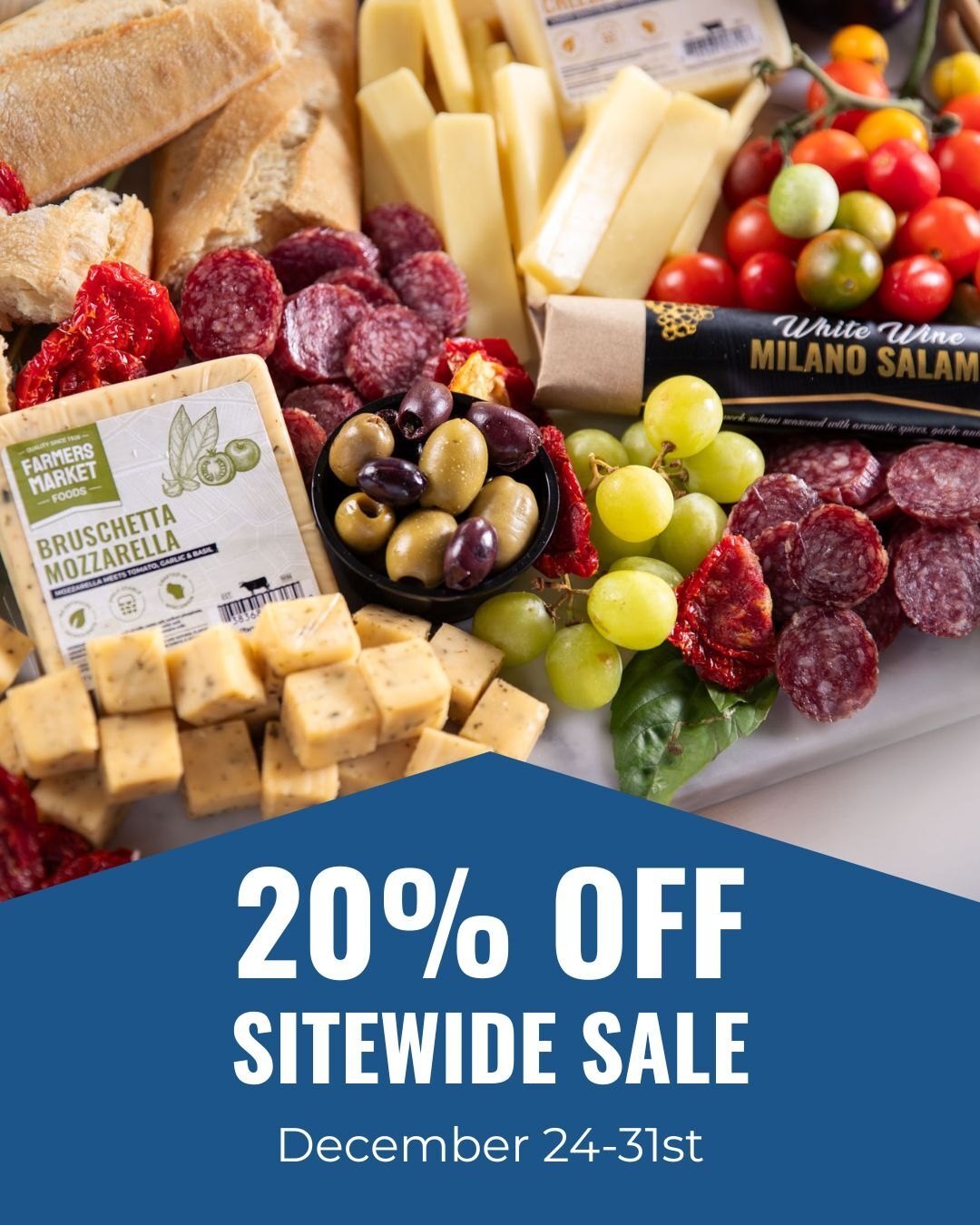 Sitewide Sale Starts Today!🎉
Stock up on your favorites at Farmers Market Foods and enjoy 20% OFF now through December 31st! 🛒✨
It’s the perfect time to stock up on the foods you love most.
Shop now at getfarmersmarket.com
#FarmersMarketFoods #SALE #Sitewide #PremiumCheese #SummerSausage #Gifting #HolidaySale