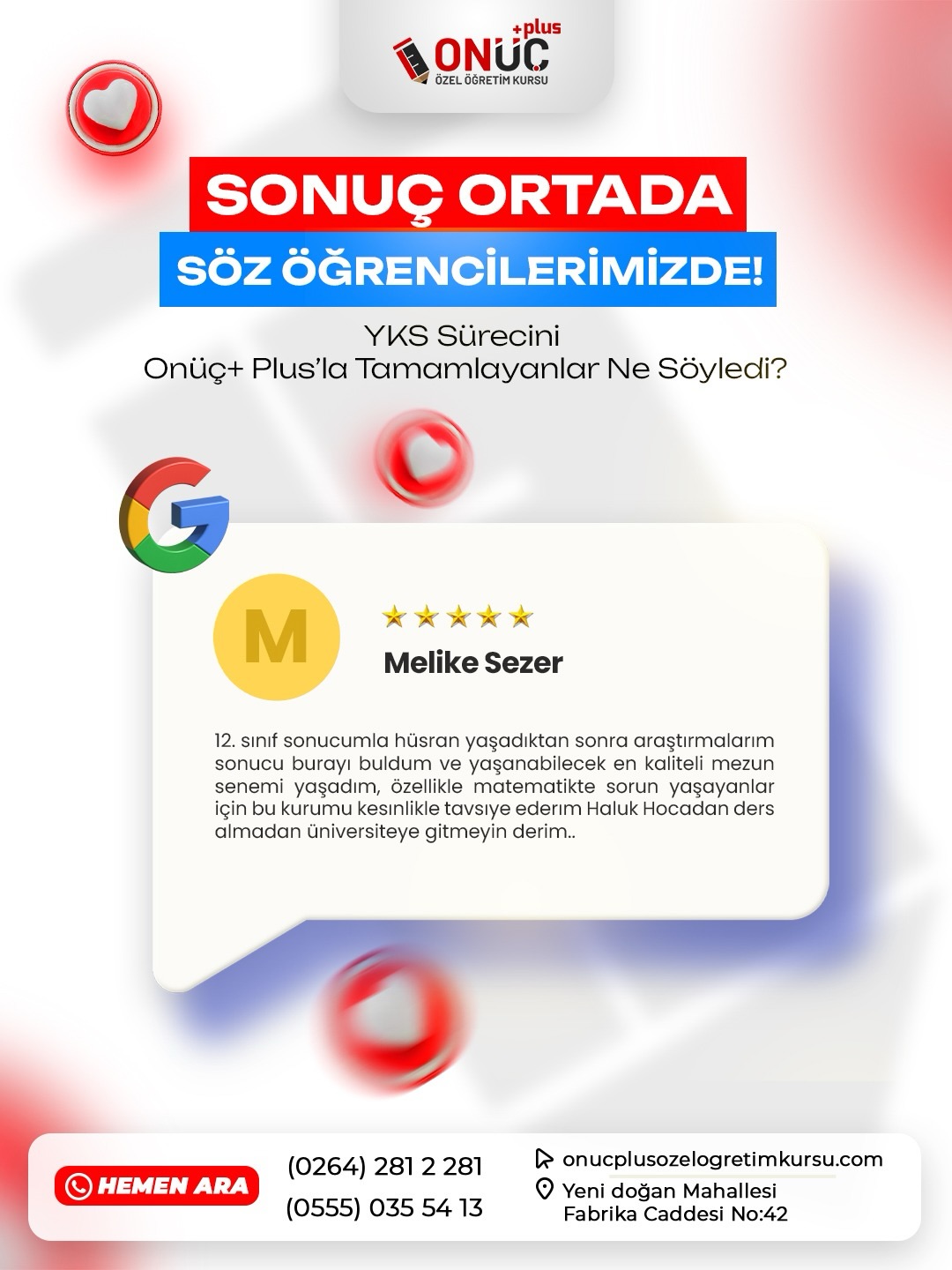 Denemeler, birebir rehberlik, düzenli takip…
Fark tamda burada başladı.🎯
💬 Şimdi sözü Onüç+ Plus’la bu yolu tamamlayan kıymetli öğrencilerimize bırakıyoruz. Çünkü başarı hikâyesini en doğru, onu yazan anlatır.✨🏆✨
📩 Sen de sırada ki başarı hikayesinde yer almak istiyorsan bir mesaj kadar yakınız.
.
.
.
♦️Geleceğinize Kayıtsız Kalmayın! ♦️
☎️ İletişim: (0264) 281 2 281 / (0555) 035 54 13
📍Adres: Yenidosan Mahallesi Fabrika Caddesi No:42 Adapazari/Sakarva
.
.
#yks2026 #tyt #üniversitesinavi #yks2027 #onüçplus
