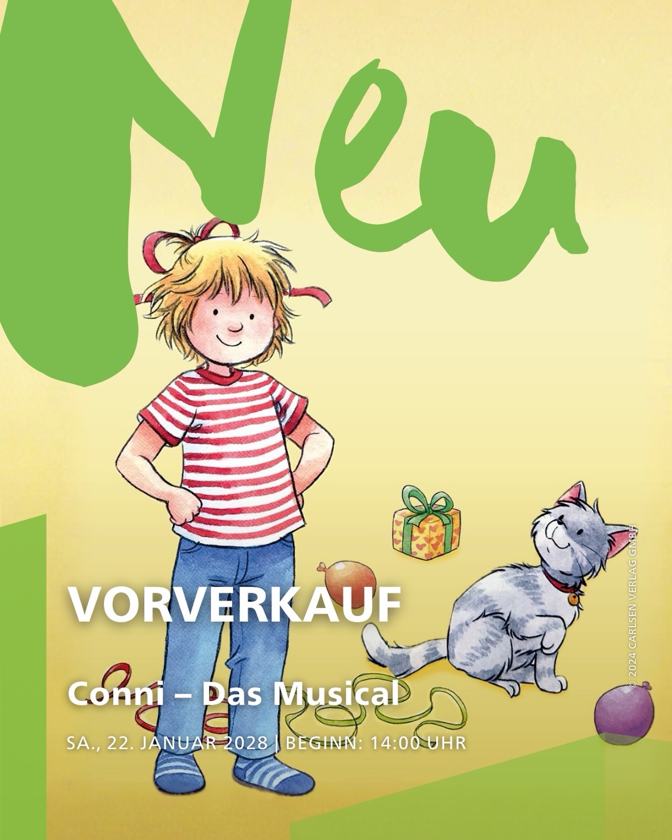 Startseite 7 🎂 Am 22. Januar 2028 feiert Conni Geburtstag – und ihr seid eingeladen! ✨
Nach dem Motto „Was Conni kann – das könnt ihr auch!“ werdet ihr Teil der Geschichte und helft dabei, Connis Geburtstagsfest zu einem echten Highlight zu machen. 🎂✨
🎟️ Sichert euch jetzt eure Tickets und freut euch auf ein fröhliches Mitmach-Musical für die ganze Familie (ab 3 Jahren): mit Musik, Tanz, ganz viel Bewegung und einer Extraportion Charme. 💃🎶
🥳 Conni – Das Musical
📆 Samstag, 22. Januar 2028
🕒 14:00 Uhr
📍 OsnabrückHalle
#OsnabrückHalle #ConniDasMusical #Kindermusical