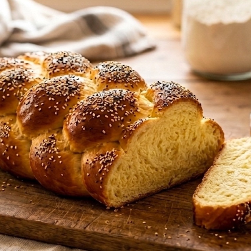 ✨ Frisch gebackenes jüdisches Challah Zopfbrot – weich, leicht süß & traditionell Gibt es ein Brot, das Tradition, Symbolik und Genuss so perfekt vereint wie Challah? 🥖💛 Mit seiner goldbraunen Zopfform und weichen, briocheartigen Konsistenz ist es der Star auf jedem Shabbat-Tisch! Challah ist mehr als nur ein Zopfbrot 🥖💛 – es ist ein fester Bestandteil des Shabbat, des jüdischen Ruhetags, und wird seit Generationen als Symbol für Gemeinschaft und Segen gebacken. Zutaten: Mehl, Manitoba-Mehl, warmes Wasser, Pflanzenöl, Hefe, Zucker, Salz, Honig, Eier. Optional: Sesam oder Mohn zum Bestreuen. Kurz & Knapp: Vorteig 30 Min. gehen lassen → Hauptteig kneten & 2 Std. gehen lassen → Zopf flechten → 175 °C für 30 Min. backen → abkühlen lassen & genießen! 😋
Das ganze Rezept findest du hier:
👉 mediterrane-delites.com #ChallahBrot #Zopfbrot #Shabbat #TraditionellesBrot #BakingLove #Eierbrot #HomemadeBread #BreadArt #Foodie #Brotbacken #BackenMachtGlücklich #SweetAndSoft #JewishCuisine