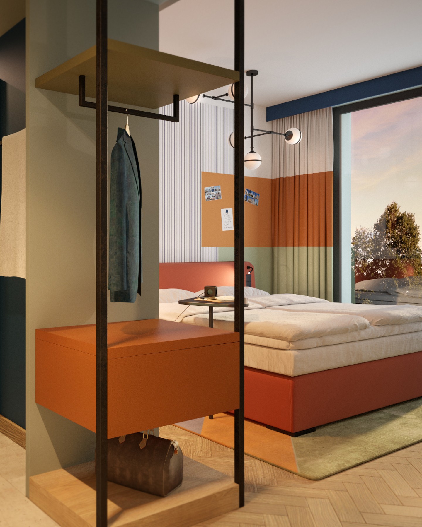 me and all LEIPZIG
Inspired by the Bauhaus products once presented at the Leipzig trade fairs, geometric shapes in warm colours characterise the interior design of the rooms. Unusual luminaires are reminiscent of the former location of the lighting industry.
OPENING SOON!
Design and 3D Visualisation by Kitzig Interior Design
#kitzigdesignstudios #kitziginteriordesign #interiordesign #designhotel #moderninterior #interiorarchitecture #lighting #lightingdesign #meandall #leipzig