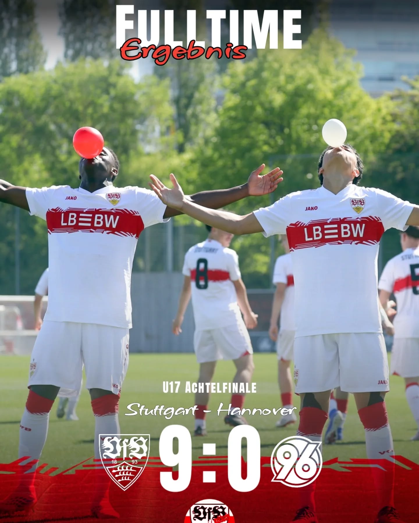 Die U17 gewinnt 9:0 im Achtelfinale um die Deutsche Meisterschaft gegen Hannover