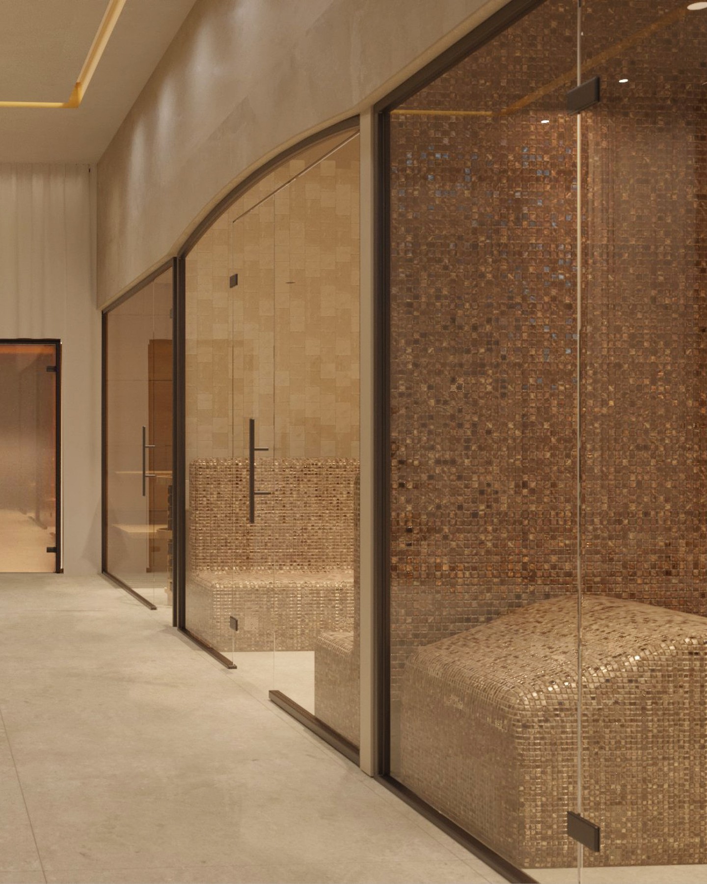 Pure relaxation in the SPA area of the oriental-inspired resort. The design blends harmoniously with the ambience of natural stone, wood and golden accents and offers treatment rooms, pool, sauna and relaxation zones.
Design Concept by Kitzig Interior Design
#kitzigdesignstudios #kitziginteriordesign #interior #interiordesign #spa #wellnessarea #wellness #resortwellness #design #designconcept #redsea #egypt