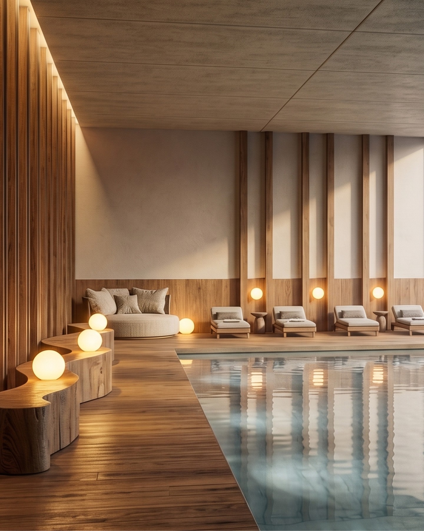 Framed by panoramic views of the snow-covered Alps, this indoor pool creates a moment of complete calm. Natural materials, soft light and timeless design turn every swim into an immersive experience.
Design & 3D-Visualisations by Kitzig Interior Design
#kitzigdesignstudios #InteriorDesign #HospitalityDesign #LuxuryInteriors #SpaDesign #WellnessArchitecture #AlpineDesign #IndoorPool #DesignInspiration #ContemporaryInterior #ArchitectureLovers