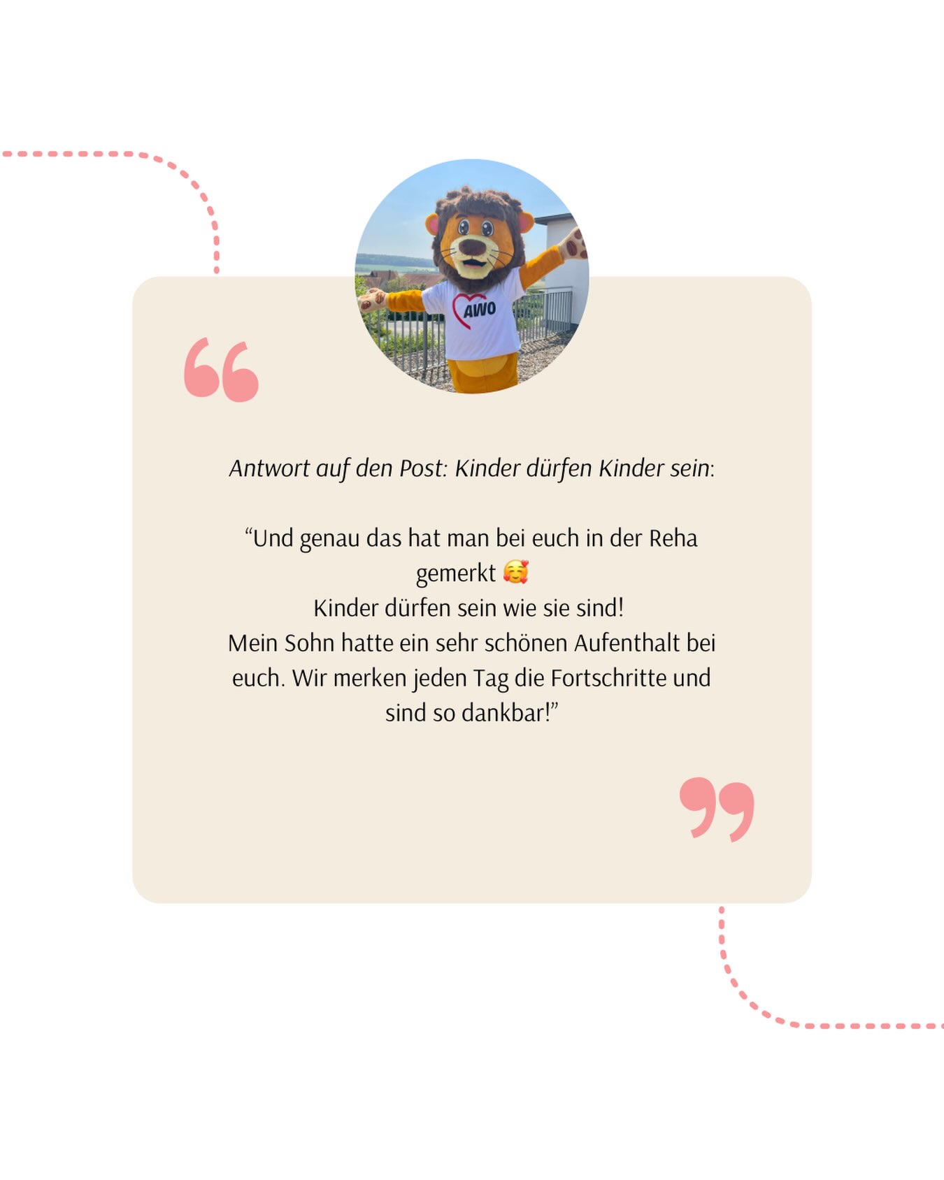 Vielen Dank für die tolle Rückmeldung. Darüber freuen wir uns sehr. 🦁🤍
#feedback #rückmeldung #kinderreha #rehaklinikwerscherberg