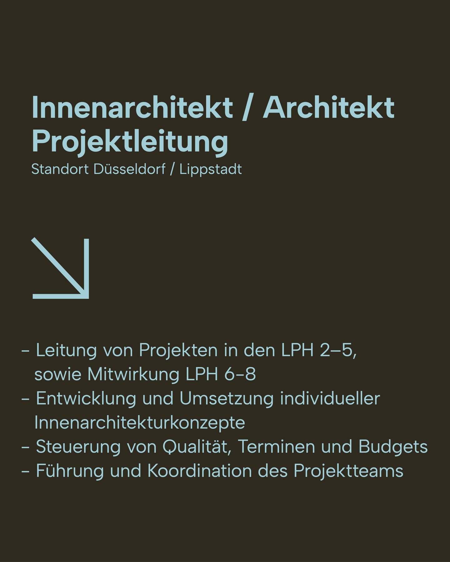 Gestaltet mit uns Räume und Marken, die Menschen begeistern.
Zur Verstärkung unserer Teams suchen wir:
Innenarchitekt / Architekt (m/w/d) als Projektleitung für unsere Studios in Düsseldorf und Lippstadt.
Wenn ihr Lust auf abwechslungsreiche Projekte für namhafte Kunden im In- und Ausland habt, motiviert und eigenverantwortlich Arbeiten möchtet, dann schickt uns eure vollständigen Bewerbungsunterlagen an: career@kitzig.com
Weitere Infos über den Link in der BIO.
kitzig.com/karriere
Wir freuen uns auf euch.
#kitzigdesignstudios #interiordesigner #newjob #wearehiring #newperspectives #interiordesignerjob #interiordesignerwanted #communicationdesigner
