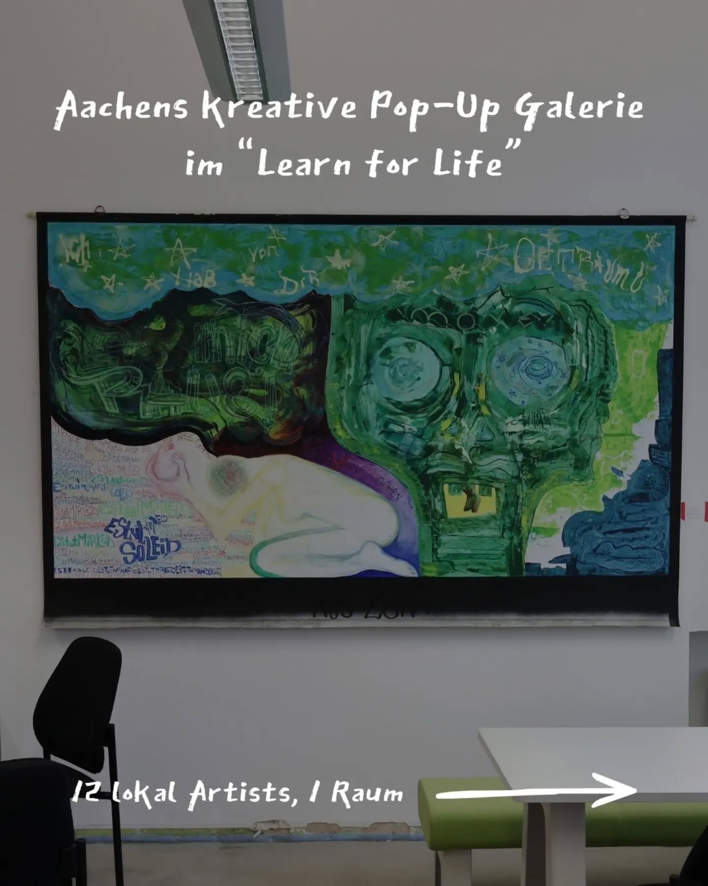 Das Learn for Life gemeinsam gestalten.
Ende Juni haben wir einen Aufruf gemacht, das „Learn for Life“ als Ausstellungsfläche zu nutzen. Die Idee dahinter: Kunst an Orten des täglichen Lebens - dort, wo Menschen sich aufhalten und zusammenkommen.
Zwölf lokale Künstler*innen sind dem gefolgt und haben ihre Arbeiten in unserem Pop-up-Lernraum ausgestellt. Dadurch ist das Learn for Life nicht mehr nur ein Ort zum Lernen und Arbeiten, sondern auch ein co-kreativer Raum für Kunst, Begegnung und Austausch.
Die Werke sind während des laufenden Betriebs in der Theaterstraße 9 (The Urban Village) zu sehen. Zwischen Lernplätzen, Gesprächen, Veranstaltungen und Alltag.
Genau das macht den Raum aus: Er wird genutzt, geteilt und gemeinsam gestaltet.
Danke an:
@try.me.ky - Slide 1 & 4
@contra_coco_art - Slide 2
@lenipurrsonline - Slide 3
@jazzminsart - Slide 5
@inspirationclaires - Slide 6
@maktaleyyyna - Slide 7
@riley_art_and_books - Slide 8
@art.of.apocalypsis - Slide 9
@mizzmo_art - Slide 10
@moreconfettidesign Slide 11
@jeena_pinpoint (@goldenglowtattoo) - Slide 12
Josef Schneider (icon-leap.com) - Slide 13
Gemeinsam mit den Künstler*innen planen wir für Oktober ein Ausstellungsformat, um diese besondere Nutzung des Raums zu feiern. Alle Infos dazu folgen bald in einem separaten Post - stay tuned!
#LearnForLife #TalenträumeAachen #OpenSpacesAachen #KunstInAachen #Aachenwasgeht