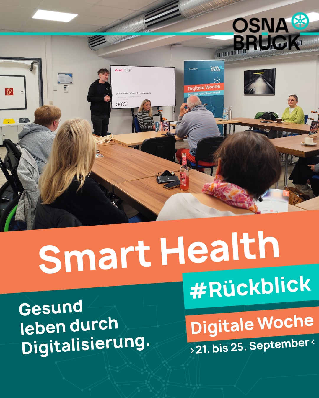 🩺 Tag 5 der DiWo 2026: Smart Health!
Gesundheit und Digitalisierung sind zwei Bereiche, die immer stärker zusammenwachsen.
Am Smart Health - Tag ging es darum, wie digitale Technologien Menschen im Alltag unterstützen können.
💬 Schwerpunkte waren unter anderem:
• KI-gestützte Gesundheitsanwendungen im Alltag
• Digitale Unterstützung in Pflege- und Demenzkontexten
• Achtsamkeit, Selbstmanagement und digitale Gesundheit
• Chancen und Grenzen von Smart Health Lösungen
Ein Tag, der gezeigt hat: Gesundheit ist mehr als Technologie. Aber Technologie kann helfen, sie besser zu verstehen und gesundheitliche Fragen angenehmer zu gestalten. 💛
Danke an @uniosnabrueck @audibkk.de und Rut Grahl Healthcare Consulting sowie an Locinar.plus für die tolle Kollaboration!
#diwo #osnabrück #digitalegesundheit