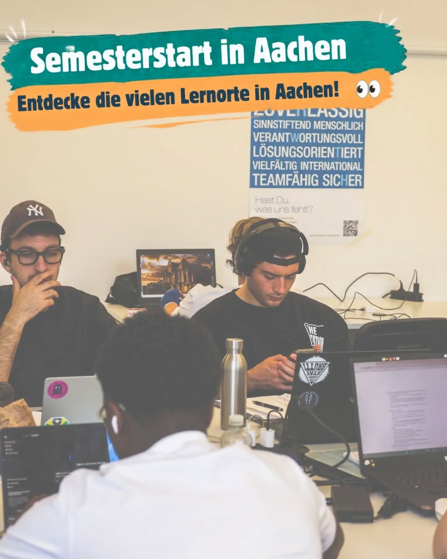Pünktlich zum Semesterstart bist du auf der Suche nach einem guten Platz zum Lernen? Aachen hat viel mehr zu bieten als die Bib!
Mit unseren „Talenträumen“ haben wir ein Netzwerk an Lernplätzen in Aachen aufgebaut. In diesem Semester kannst du bei uns an außergewöhnlichen Orten wie in Museen oder in unserem eigenen Pop-up-Lernraum „Learn for Life” arbeiten. Egal ob du einen Platz für Gruppenarbeiten, ruhige Einzelarbeiten oder das Schreiben deiner Abschlussarbeit suchst, hier findest du bestimmt den passenden Raum.
Auch ein Blick auf die @astarwth Lernraumkarte lohnt sich! Hier findet ihr neben Lernorten der @rwthaachenuniversity auch weitere Lernplätze. So seht ihr sofort auf einen Blick, wo in Aachen gelernt werden kann.
Ganz wichtig: Unsere Lenräume sind komplett kostenlos und stehen ausdrücklich auch allen Auszubildenden sowie Schüler*innen offen!
Schaut direkt mal vorbei und findet einen passenden Platz:
(Link in Bio)
👉 @astarwth Lernraumkarte: https://www.asta.rwth-aachen.de/lernraumkarte/
👉 Unsere Talenträume: https://aachenwasgeht.de/learnforlife/
Wir wünschen euch einen richtig guten und erfolgreichen Start in das neue Semester! 🚀
#Semesterstart #Aachenwasgeht #Talenträume #LearnforLife #studiumaachen