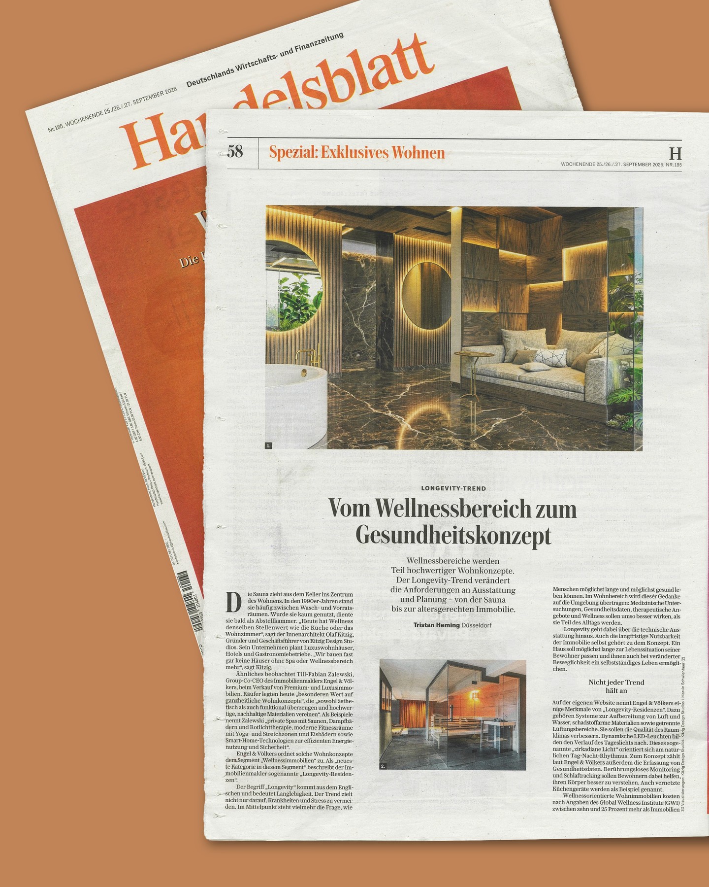 Olaf Kitzig shares his expertise on the growing importance of wellness and longevity in interior design, exploring how wellness spaces are evolving into holistic health concepts that combine well-being, functionality, and timeless design.
Handelsblatt Nr. 185, September 2026
#KitzigDesignStudios #InteriorDesign #wellness
